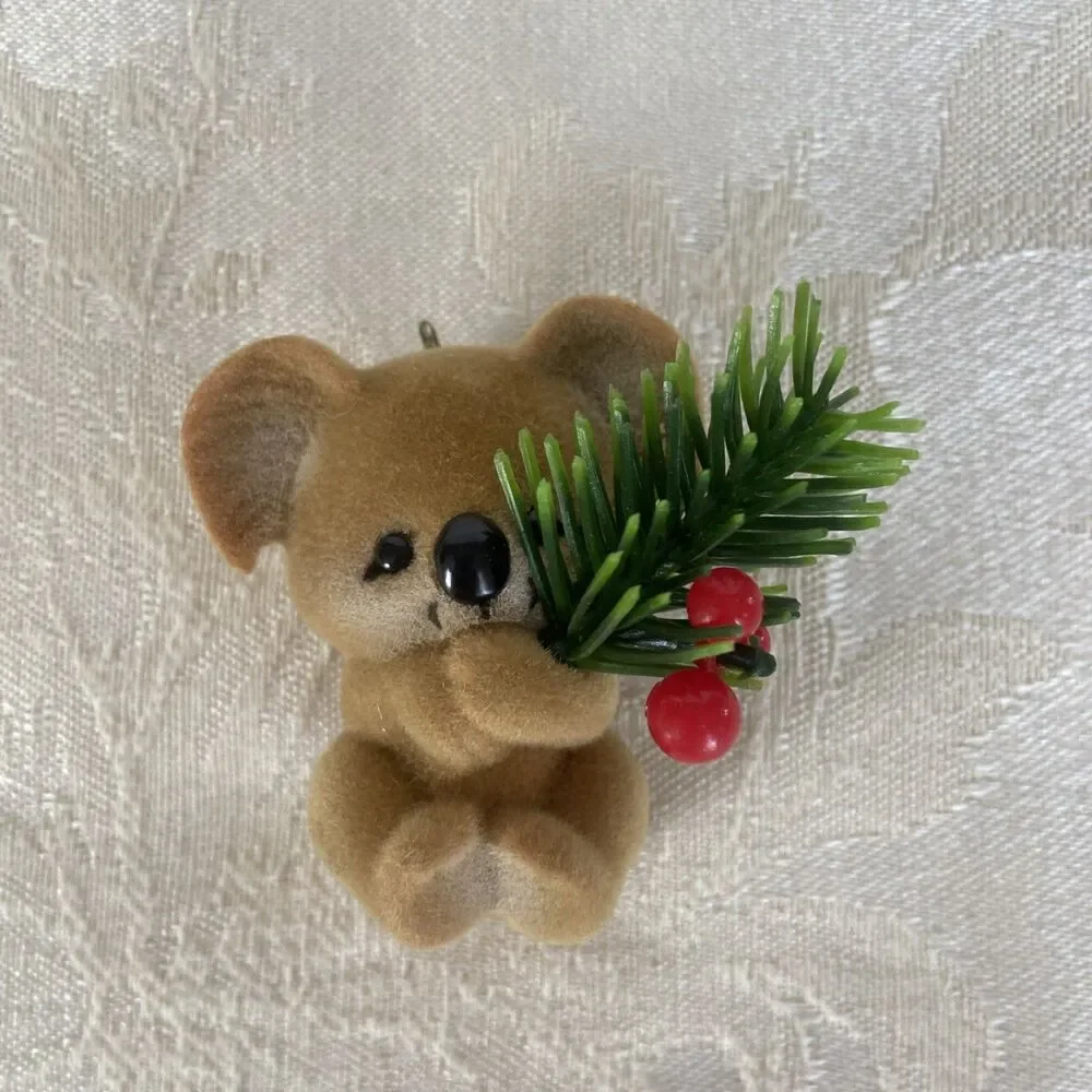 Vintage 1983 Hallmark Christmas Koala Bear w/Tree Keepsake Ornament